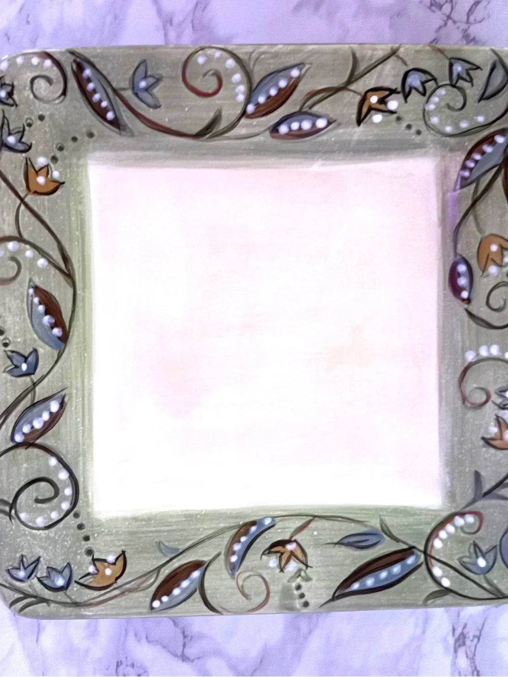 Vintage Pier 1 Hand-Painted Square Luncheon Plates-set of 4